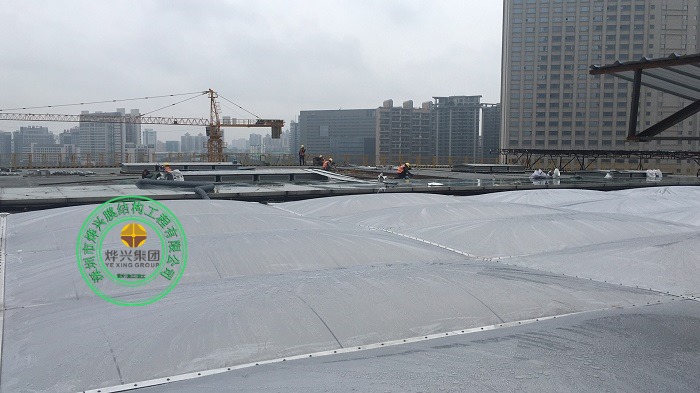 燁興-東莞市民中心ETFE膜結(jié)構(gòu)屋面建設介紹